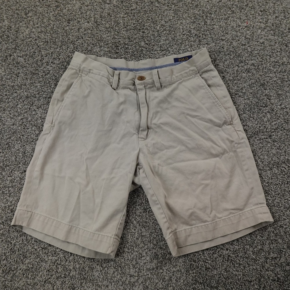 Polo Ralph Lauren Shorts Mens 30 Beige Chino Golf Bermuda Flat Front Preppy Dad